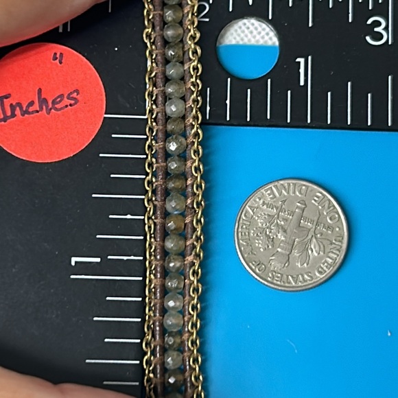 🖤CHAN LUU Labradorite Sterling silver Chain Leather wrap bracelet - Picture 6 of 11